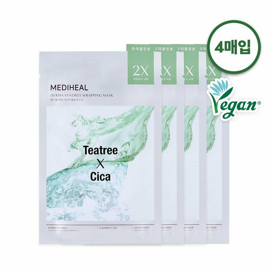 MEDIHEAL Derma Synergy Wrapping Face Mask Sheet for Calming Care 4P